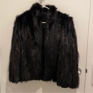 Elegant 100% Raccoon Fur Black Coat Small